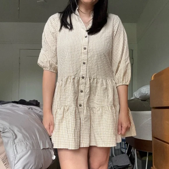 Petal & Pup Cream Checkered Mini Dress - Picture 5 of 6